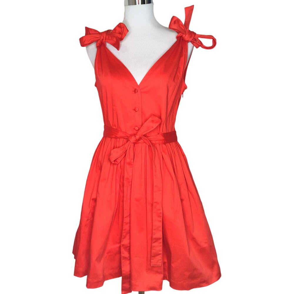 Alexis Kelsi cocktail party red mini dress bows bouffant girly feminine ties - Picture 2 of 10